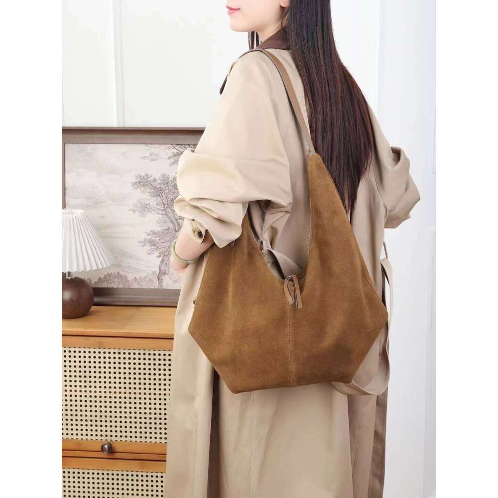 Women Shoulder Crossbody Designer Brand Ladies Soft Suede Cow Leather High Quality Large Tote Bag Autumn Winter New