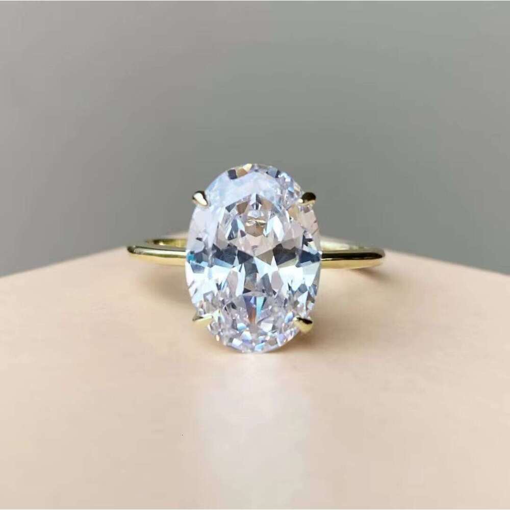 Women's Wedding Engagement Ring Fashion Versatile White Oval moissanite chainia Gold-Plated Silver sterling silver Jewelry