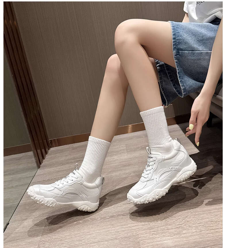 6CM ight Increase Designer Shoe Genuine Leather Thick Sole Mesh Breathable Women's Outdoor Training Casual Sports Dad Shoes