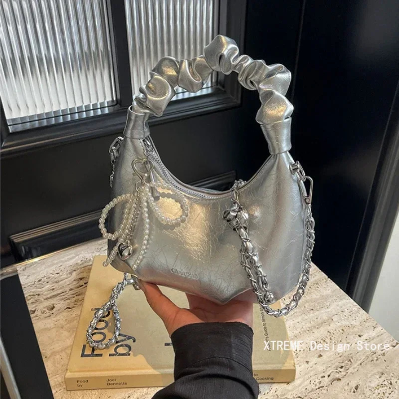Underarm Bags for Women Y2K Korean Fashion Handbags and Purses Pu Leather Red Shoulder Crossbody Bag 250930