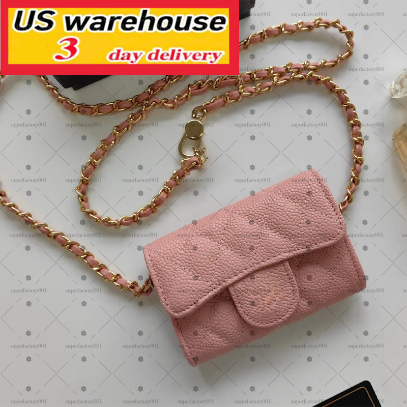 10A mini luxury designer wallet shoulder bag chain handbag wallets double letter solid buckle sheepskin caviar pattern women luxury evening bag handbag purse 7750