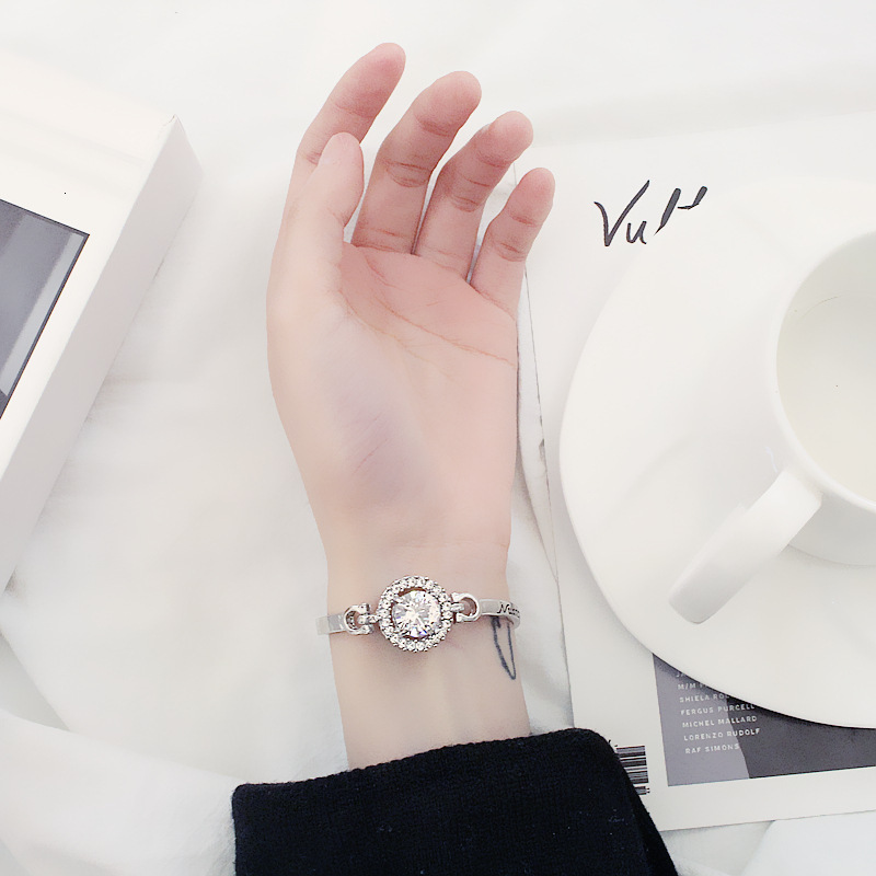 Korean Style Inlaid Large Zircon Letter Bracelet Student Jewelry Gift