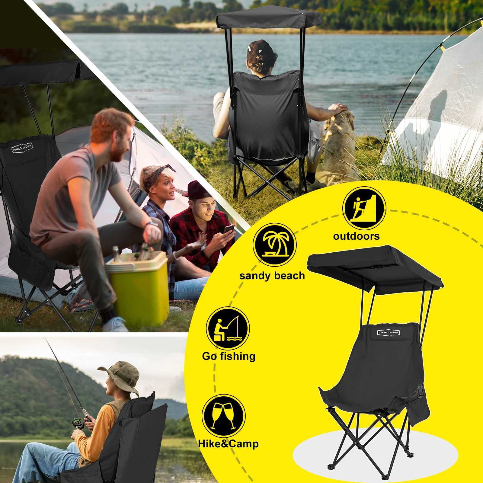 2PC Black Folding Chair Shed Outdoor Leisure Design Unique Folding Portable Camping Picnic Beach Vacation Highquality Material J250930