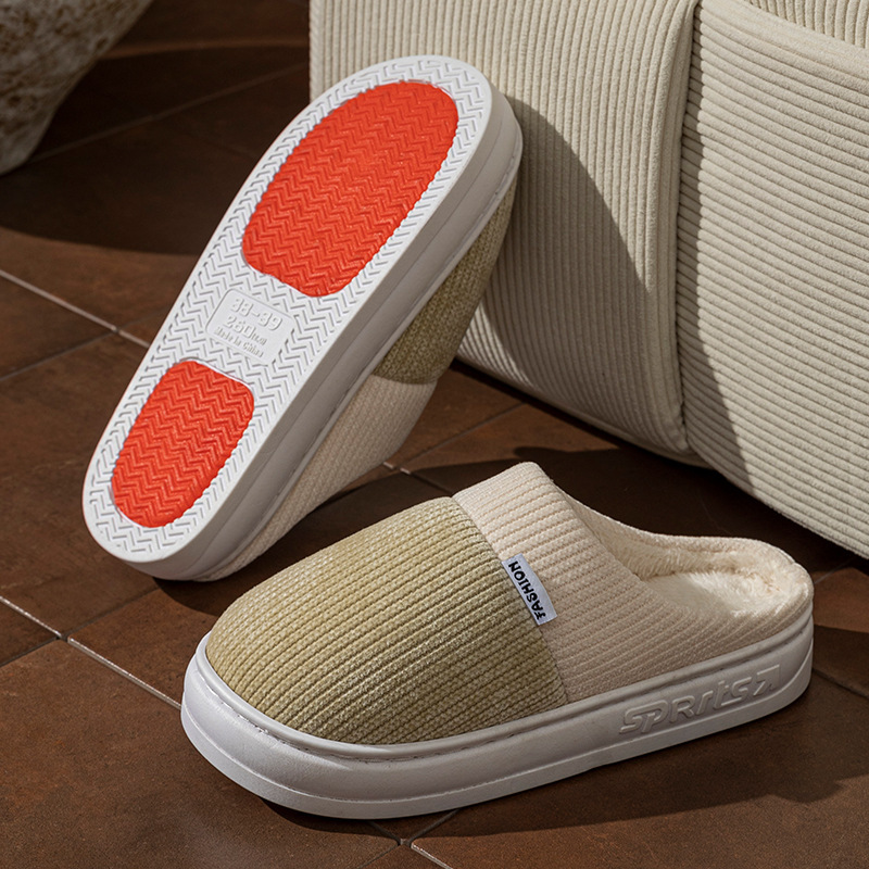 Elderly Non-Slip Autumn Winter 2025 New Couple Thick Sole Home Plush Warm Cotton Slippers for Women ddmymarket