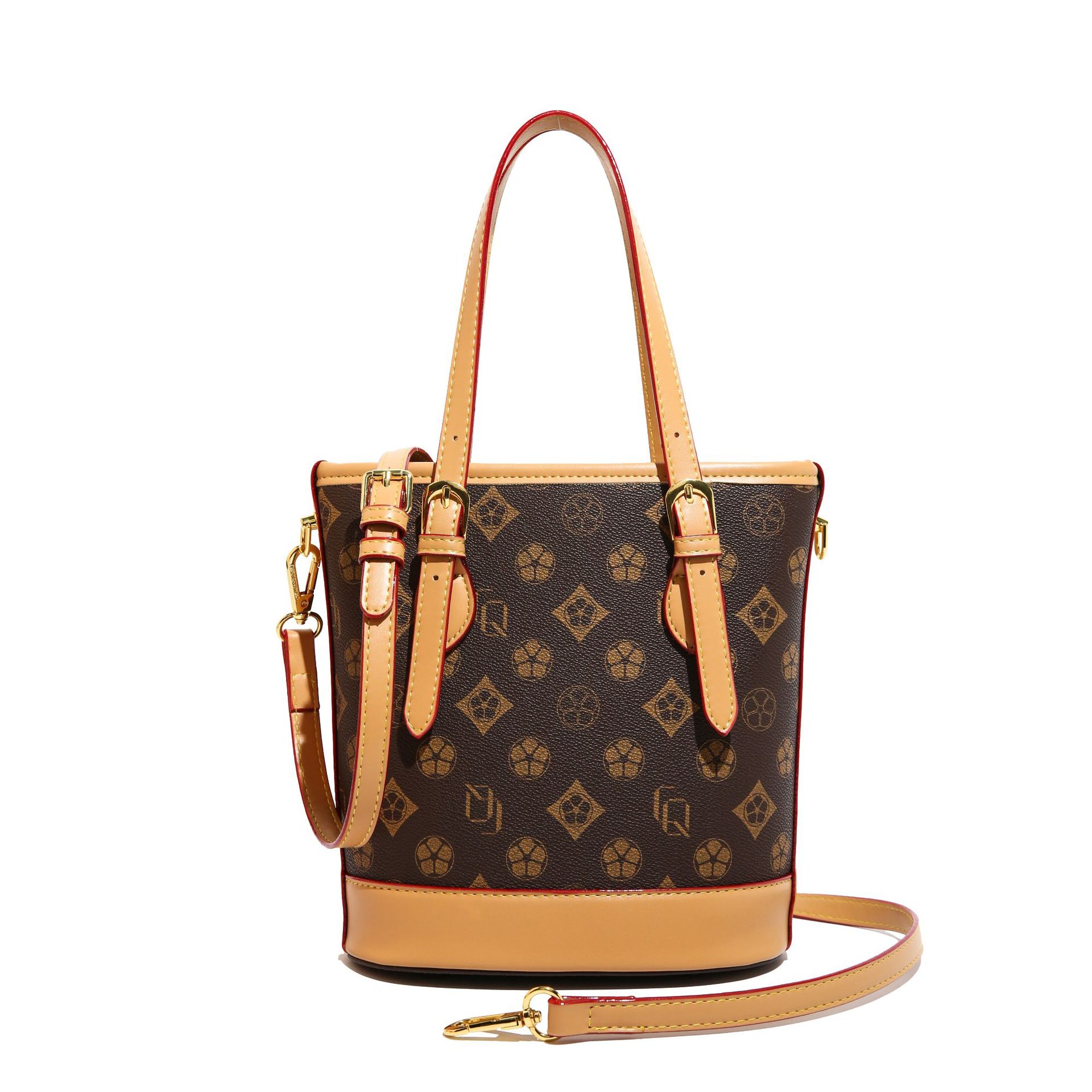 Free shipping Designer bag four-season retro floral simple niche and high-end fashionable women's hand-held crossbody bucket bag