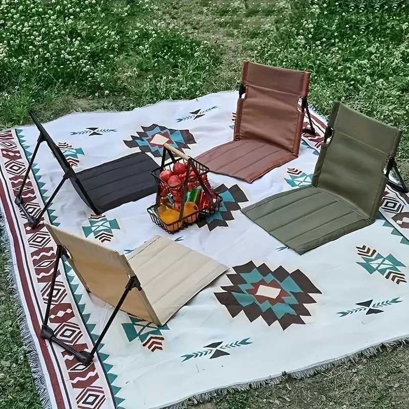 Portable Lazy Camping Beach Chair Folding Lounge Chair For Camping Park Lawn Picnic Casual Set With Backrest And Carryon Bag J250930
