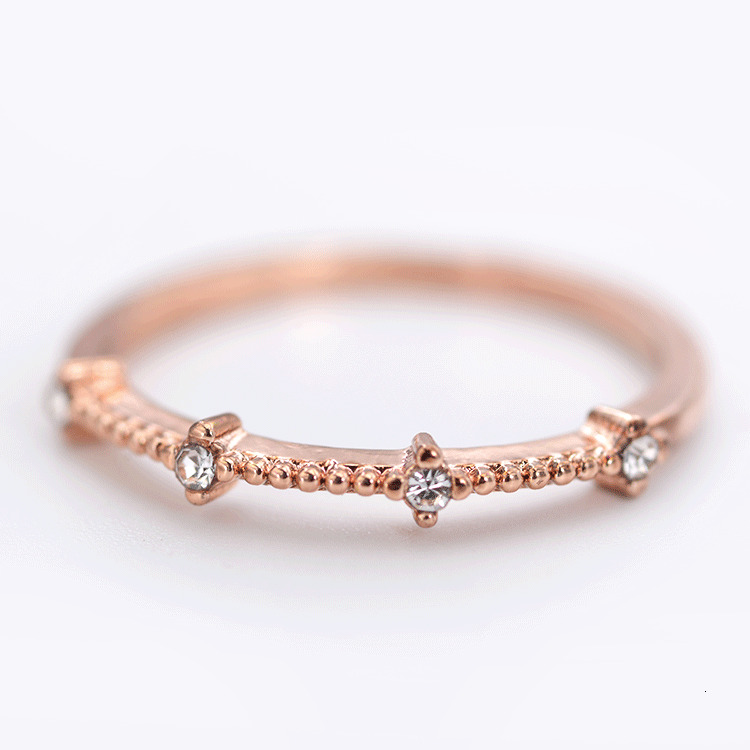Japanese and Korean Style Simple 4 Small Diamond Fresh Ring Jewelry Accessories