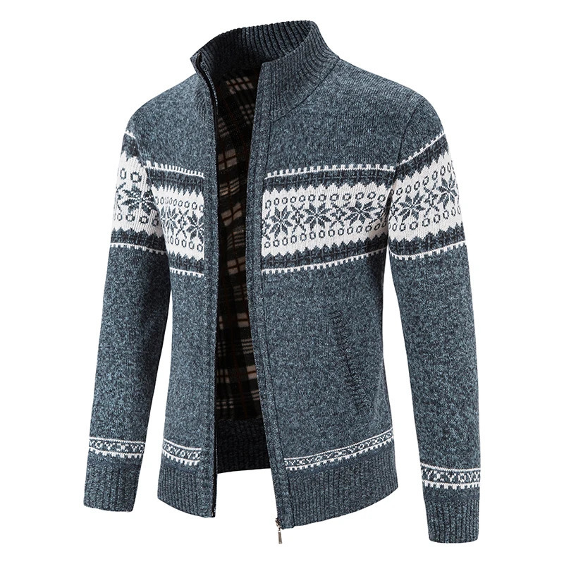 Winter Mens Fleece Cardigan Christmas Knit Sweater Coat Business Casual Jacket High Quality Male Wool Cashmere Clothing 250929