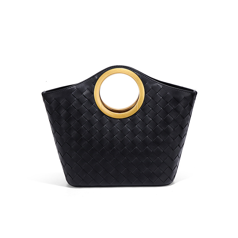 Metal Handle Round Ring Handbag High-end Basket New Fashion Commuter Tote Crossbody Shoulder Bag