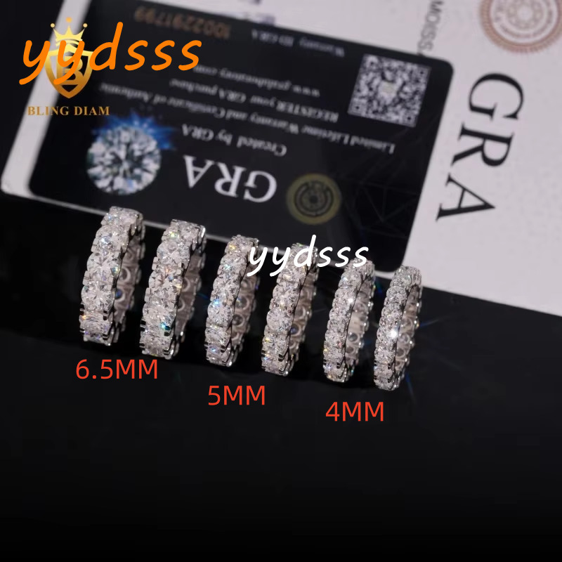 New Arrival Full Diamond Rings VVS1 Moissanite With Stones Mens Rings Womens Gra Certificate Past Diamond Test Hip Hop Style