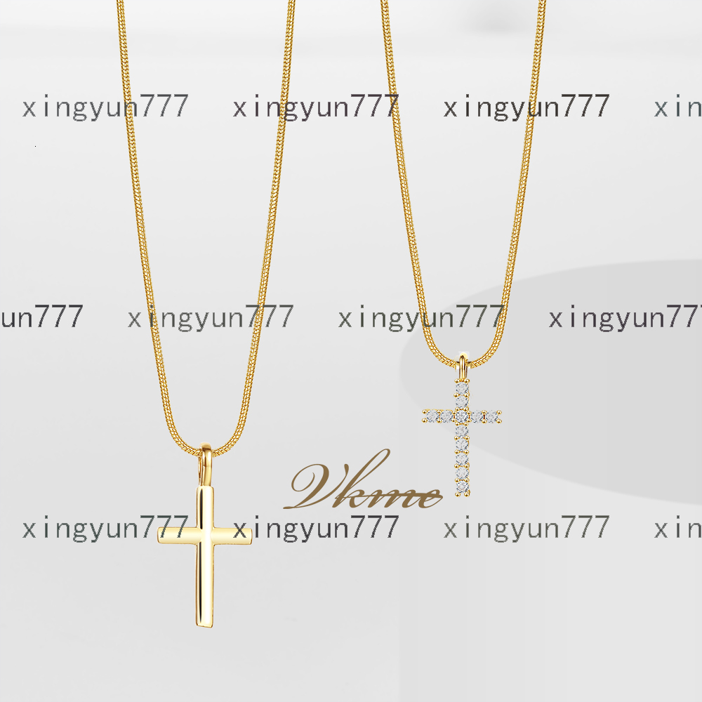 KISSWIFE High Quality Christian Religion Gold Plated Copper CZ Micro Pave Cross Pendant Necklace Women Jewelry