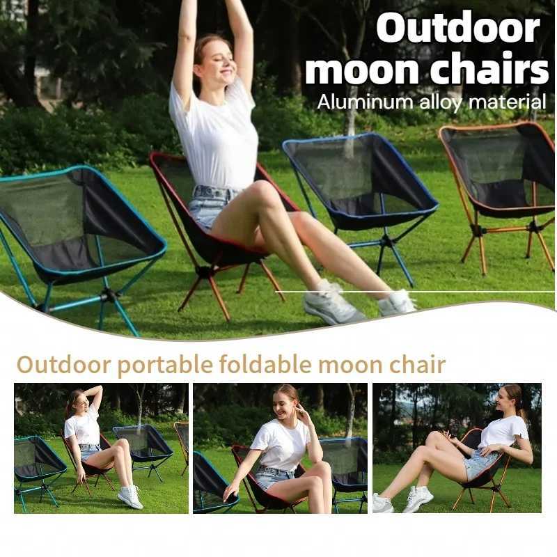 Portable Outdoor Moon Chair Camping Folding Chair Ultra Light Aluminum Alloy Leisure Backrest for Picnics Beach Relaxation J250930