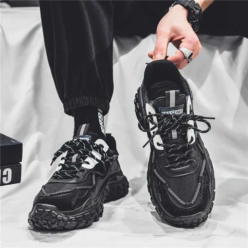 Mens Sneakers 2025 Autumn Breathable Mesh Casual Running Shoes Thick Sole Comfortable Lace Up Non Slip Outdoors Sports Shoes Z250930