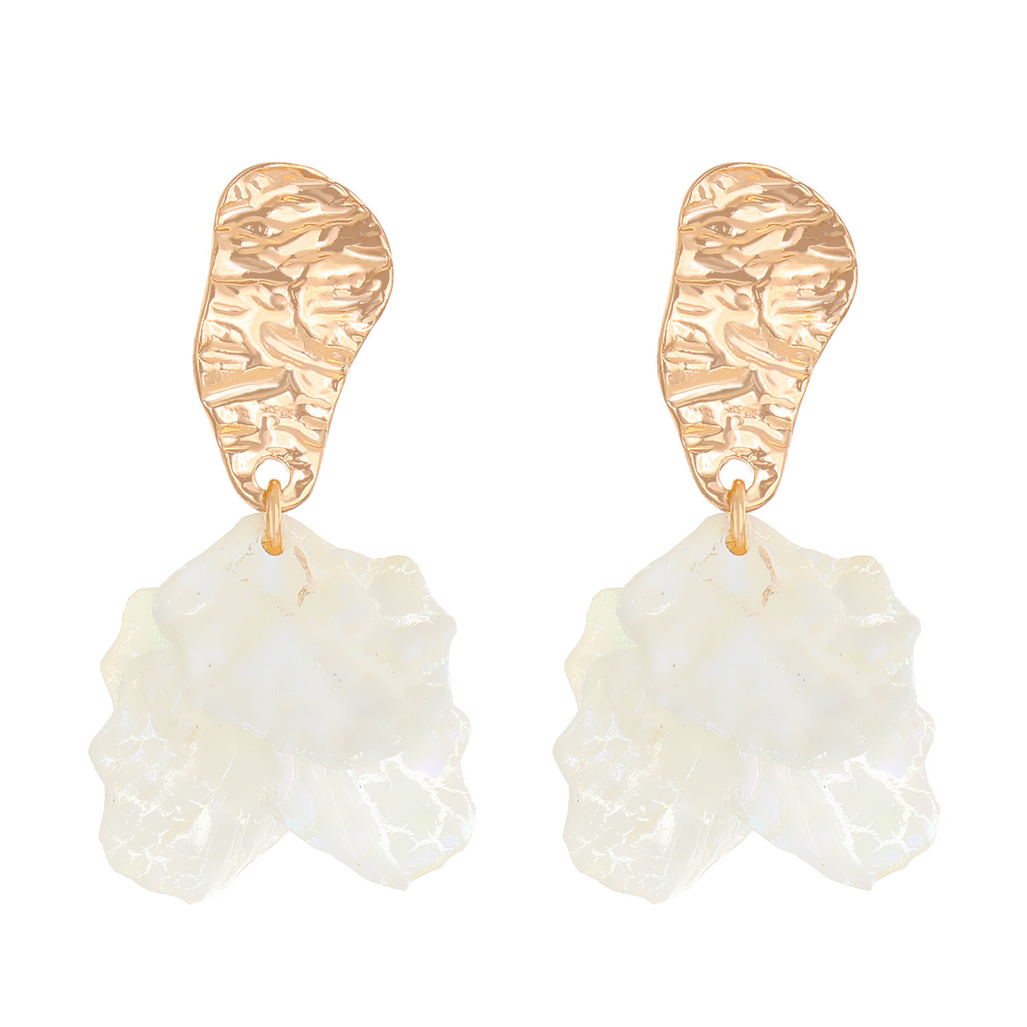 Ins Acrylic Flower for Women Mori Style Super Fairy Cracked Petal Tassel Earrings Trendy