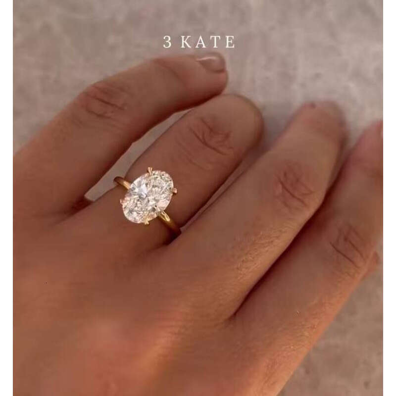 Classic Women's Jewelry Pure Silver VVS Moissanite Engagement Solid 10K 14K Gold Plated Radiant Cut Lab Grown Ring