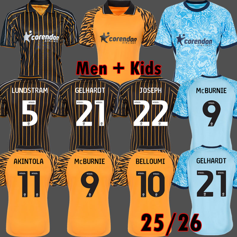 Hulls soccer jerseys City 25 26 HCAFC Kit Hulls Jersey City AFC football Shirts The Tigers soccer shirt HullCitys Kits McBURNIE BELLOUMI MILLAR Men Kids Uniforms 999