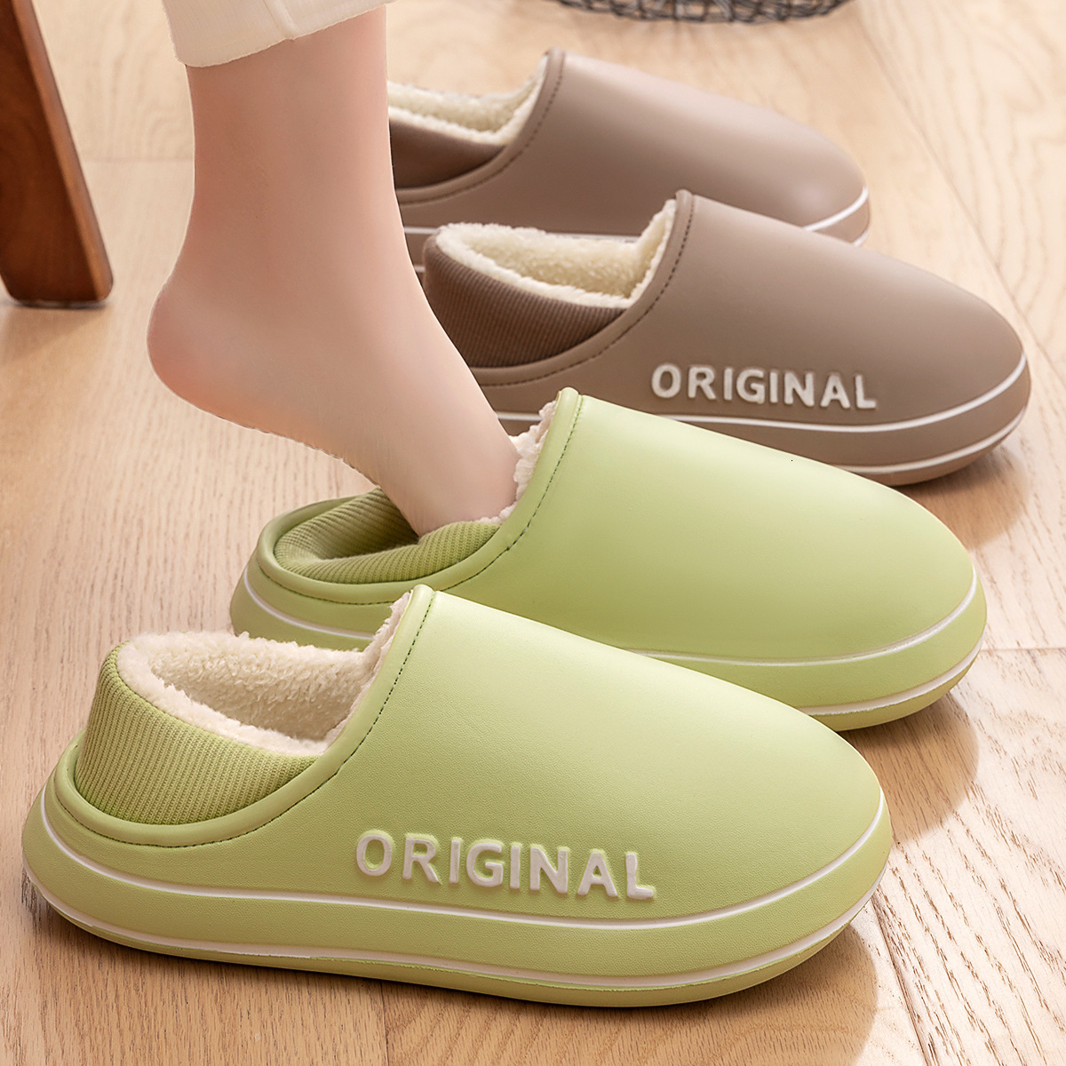 Waterproof Dirt-resistant Non-slip Men, Autumn and Winter New Style, Couples Indoor Home Cotton Slippers with Heel for Men ddmymarket