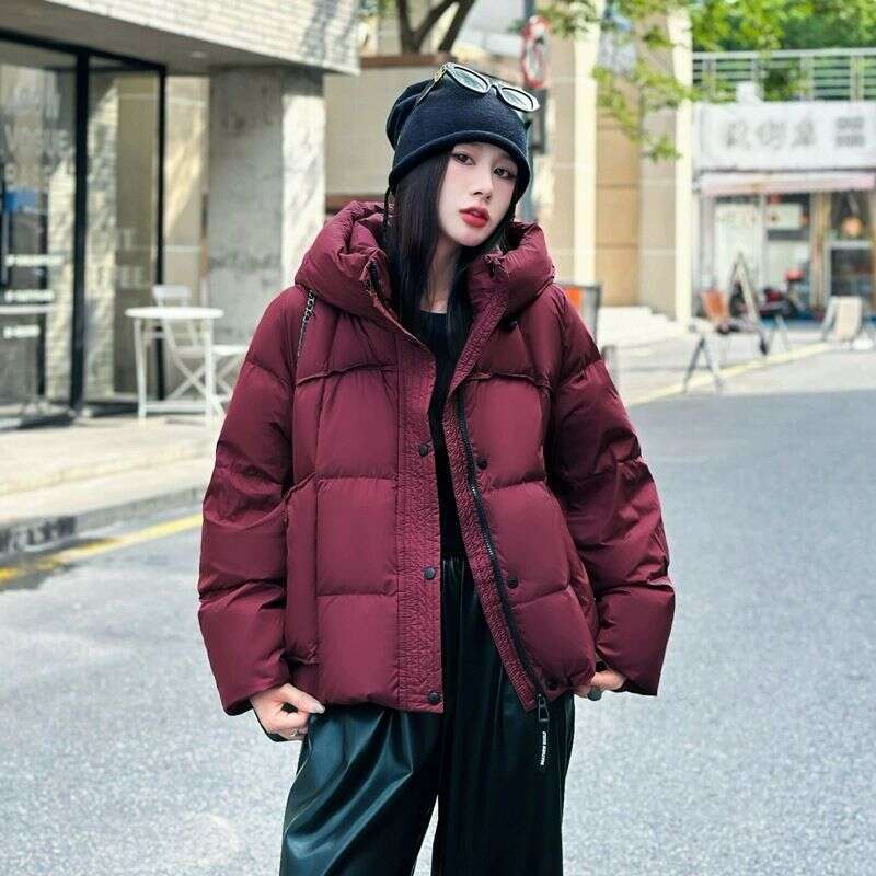 Jacket For Women, Short Stature, Winter Thick New Style, Fashionable Ankora Red Slimming White Duck Down Bread