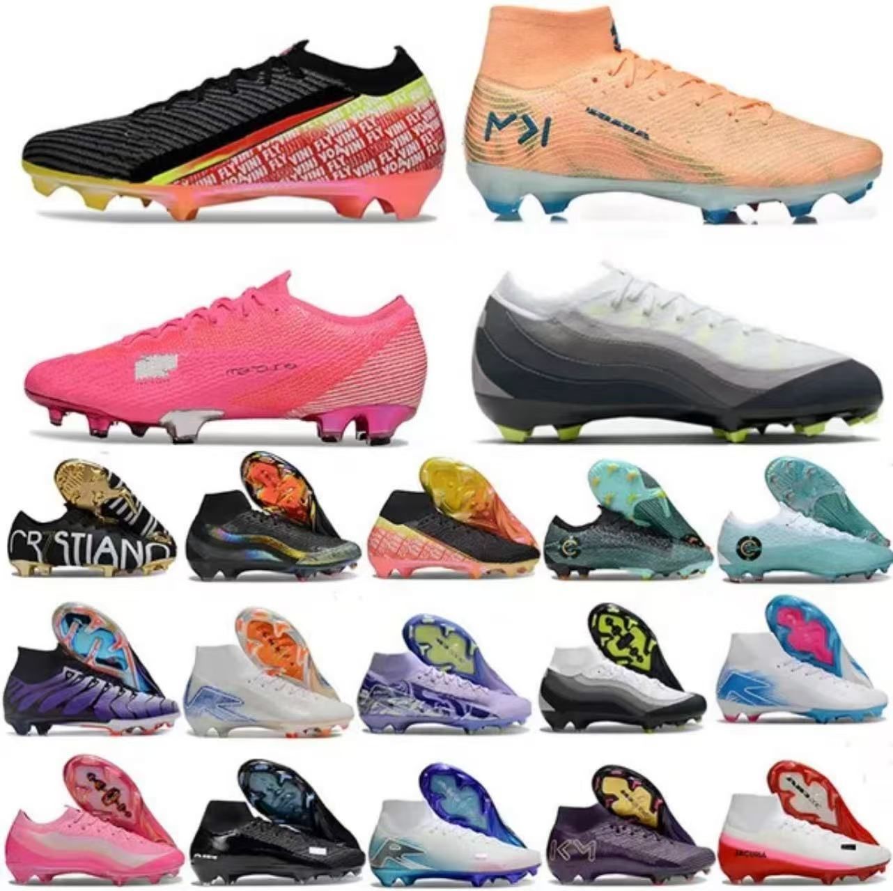 Soccer Cleats MERCURlAL VAP0RFG 16 17 SuperfIy 10 11 Vini Jr 95 Kylian Mbappe Scary Good Chrome Boots Youth Mens Soccer Shoe Crampon Shadow Fear Nothing Football Shoes
