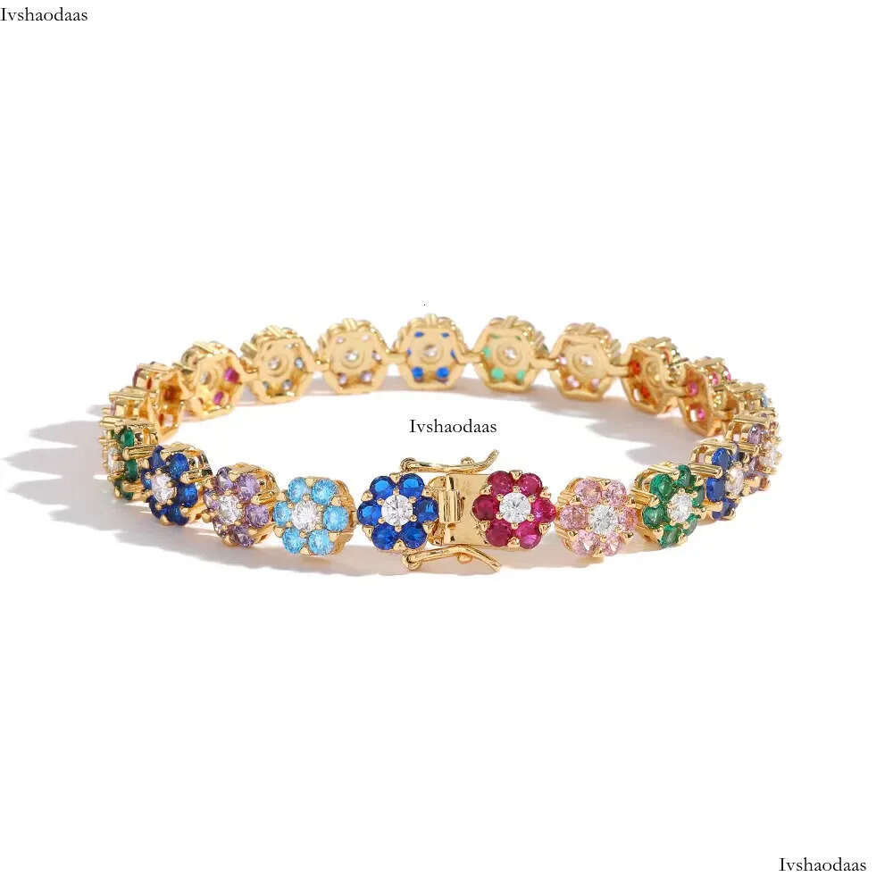 Hip-Hop tennis Sterling Sier VVS Moissanite dia cluster iced out cuban chain for men women colorful floral bracelet necklace
