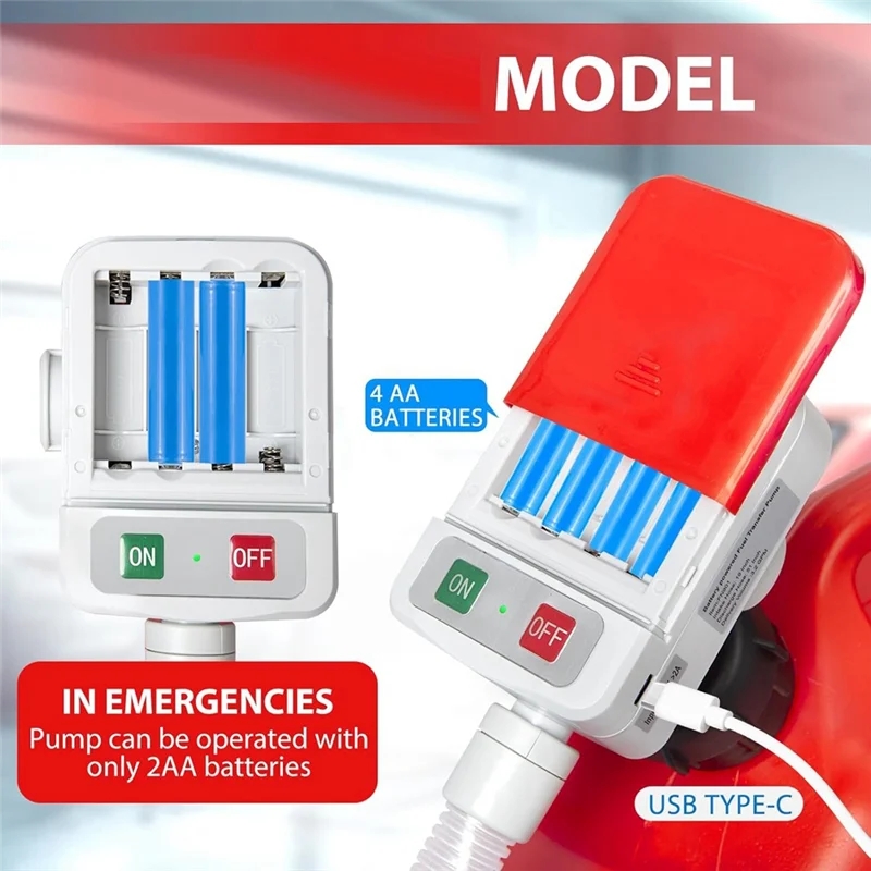 4th Gen Gas Can Fuel Transfer Pump Electric Pump Electric Fuel Hose Diesel Oil Pump 4 Adapters For Oil, Battery USB