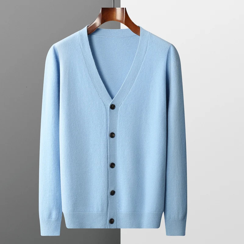 Mens Cardigan Spring and Autumn Basic Pure Wool Knitting Sweater Men Large Size Loose VNeck Coat Color Casual Jacket Top 250929