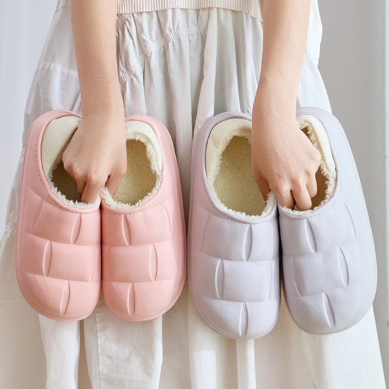 New Cotton Slippers Women, Warm Waterproof, Couple's Thick-Soled Autumn and Winter Shoes with a Soft Cushioning Feel for Men ddmymarket