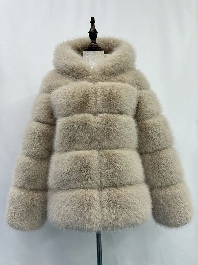 HOOOFUR Faux Fur Coat with Hat Thickened Warm And Stylish Outerwear for Fashionable Cold Weather 250930