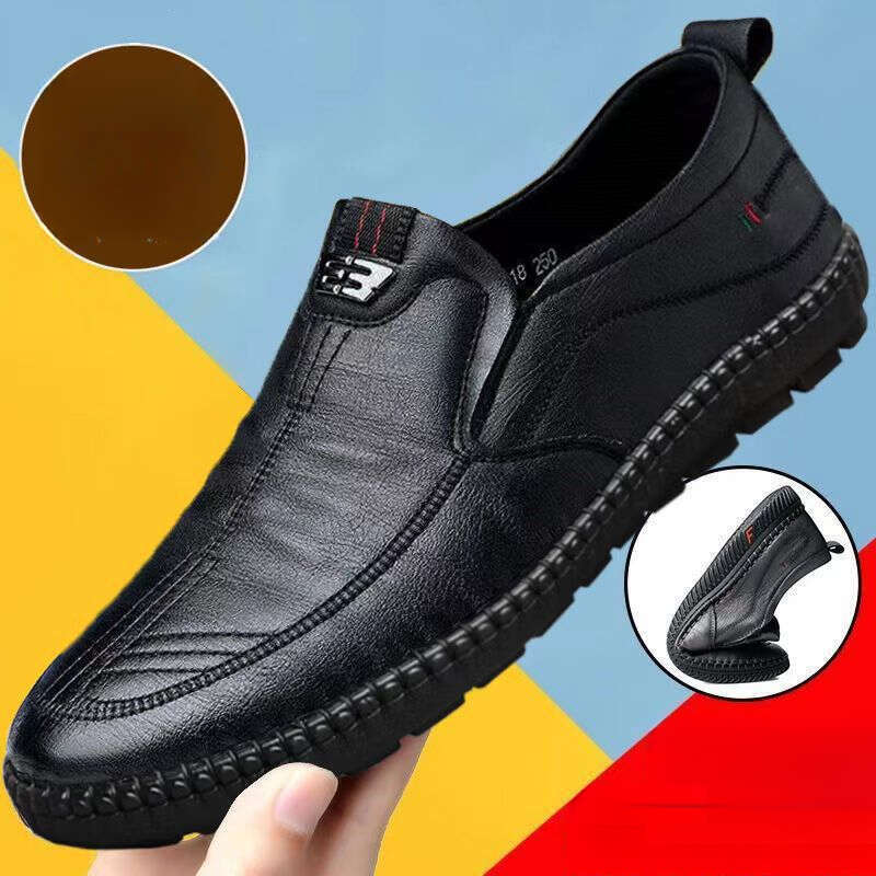 100% Full Cowhide Special Price Men's Work Leather Soft Sole Non-Slip Business Casual Shoes 17 26