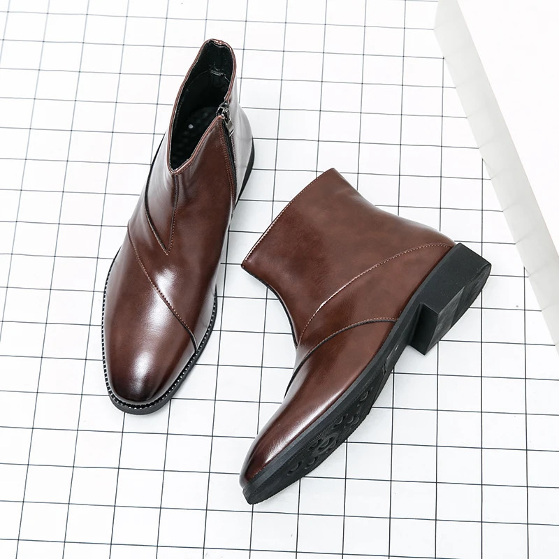 Men Chelsea Boots Retro Comfortable Leather Ankle Boots Mens Versatile Side Zipper Black Brown Mens Boots 250930