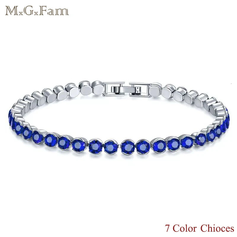 MxGxFam 7 Color Choices White Gold Color Small Bracelets For Women 19 cm Cubic Zircon Good Quality 250928