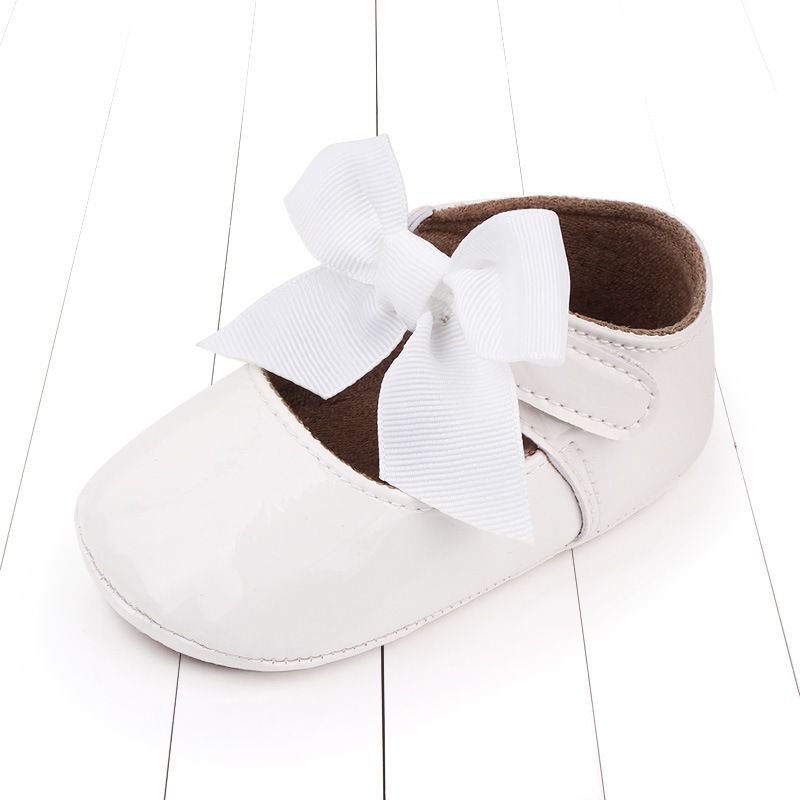Newborn Baby Shoes Infant Boy Girl Shoes Classic Bowknot Rubber Sole Anti-slip PU Dress Shoes Kidszworld First Walker Toddler Crib Shoes 0-18 Months K