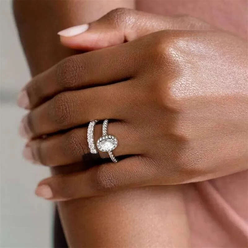 rings 1ct moissanite jewelry sterg sier cluster oval d color dia white gold engagement fashion lady