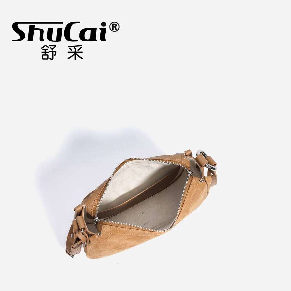 Women's Frosted Leather Crescent Shoulder Bag Fashion Retro Trend Ladies Suede Cowhide Crossbody Handbag Female High Quality