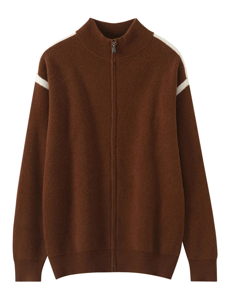 Chic Zippered 100 Merino Wool Cardigan Autumn Winter Man Thick Soft Warm Couple Style Knitted Sweater Male Clothing Tops 2025 250929