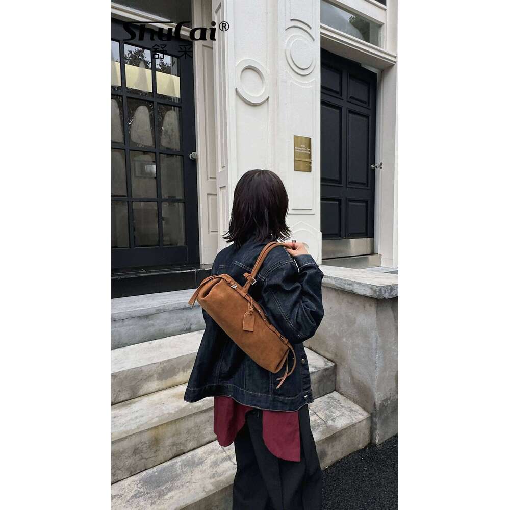 Enjoy Exquisite Lifestyle French Sausage Tote 2026 Winter Matte Suede Cow Leather Women Handbag Long Handle Armpit Shoulder Bag