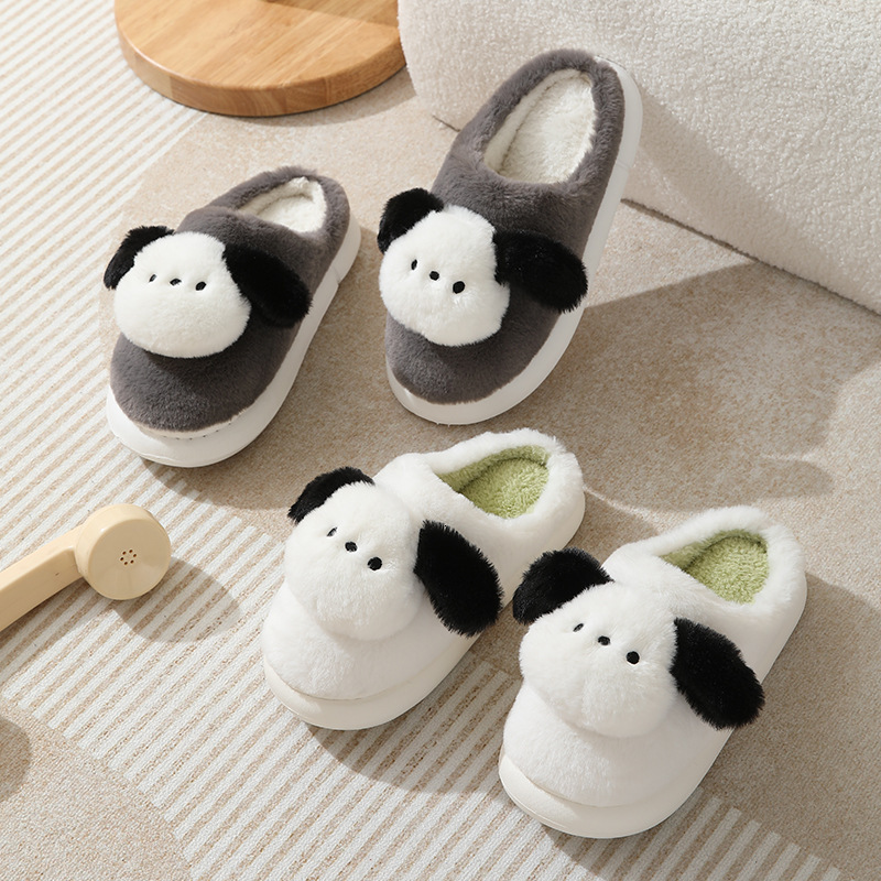Cotton Women, Autumn and Winter Indoor Cute Puppy Plush for Men, Home Warm Non-Slip Thick Sole Couple Slippers ddmymarket