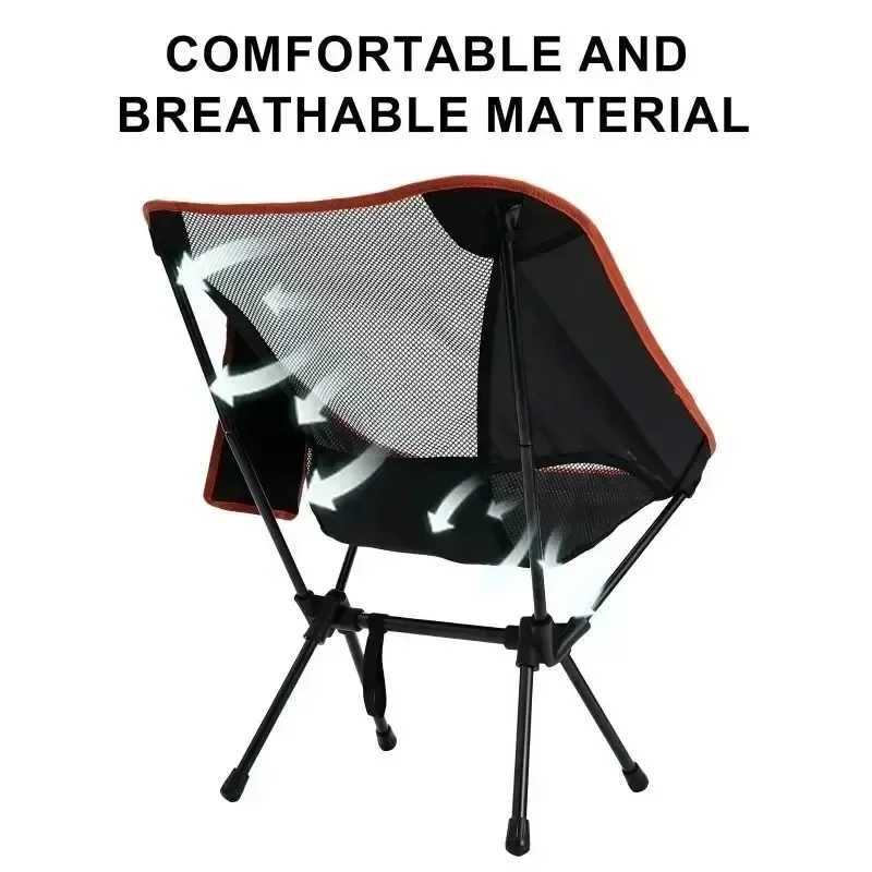 Fishing Chairs Outdoor Comfortable Leisure Ultra Light and Breathable Mesh Moon Chair FoldableBarbecue Chair Outdoor Furniture J250930