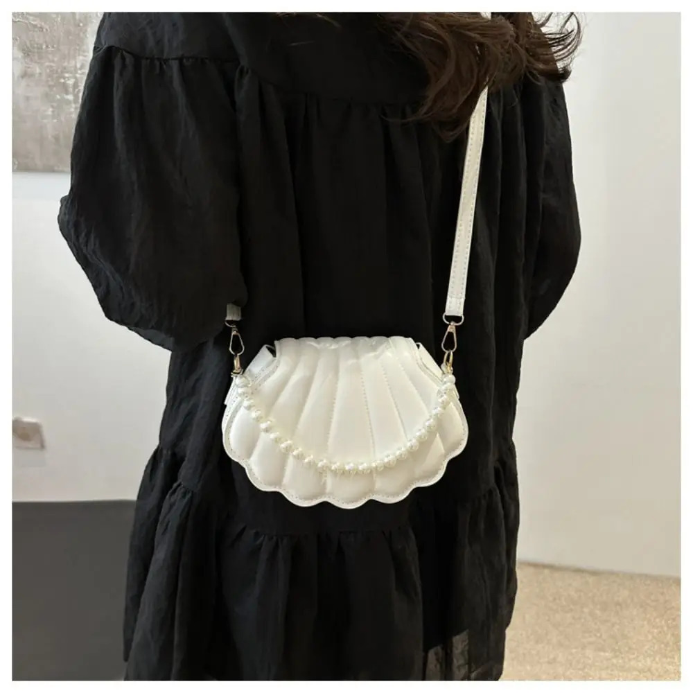 Durable Cute Shell Shoulder Bag Minimalist with Pearls Crossbody Bag PU Leather Pearl Decorated Handbag for Women 250930