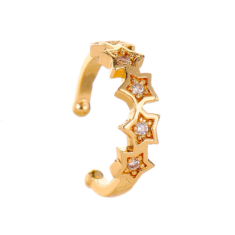New Earrings Sweet Dia-Encrusted Five-Pointed Star Non-Pierced Ear Clips Simple Personality Student Accessories