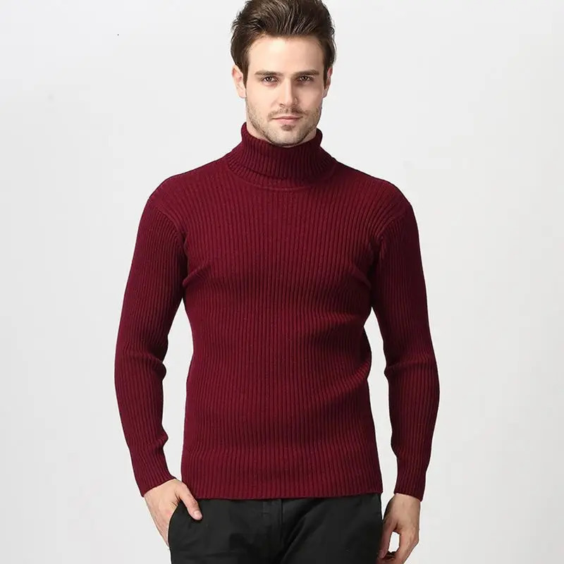Turtleneck Pullovers Sweaters Men Autumn Winter Solid Color Long Sleeve Knitting Sweater Thickening Mens Bottoming Shirt 250930