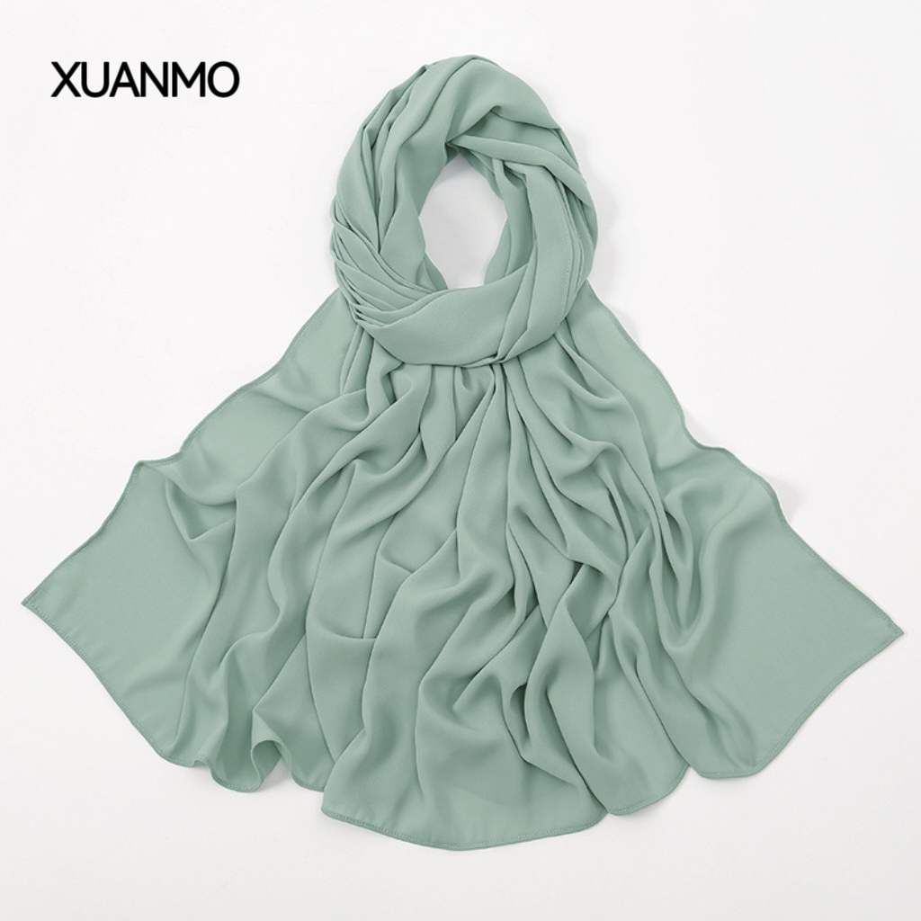K2005 Breathable long chiffon headscarf new solid color triangle headscarf women's versatile Muslim scarf accessories