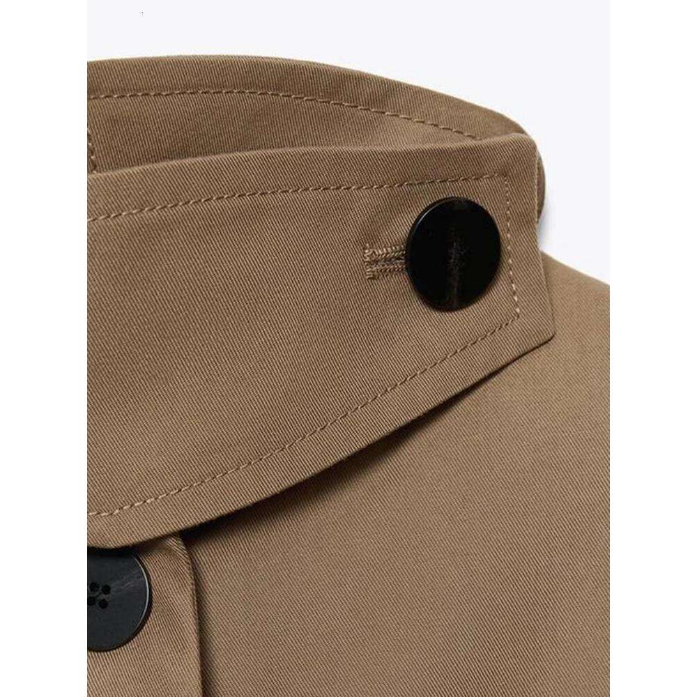 Women Solid Drawstring Short Jackets Stand Covered Button Long Sleeve Waist Casual Coat Fashion High Street Autumn Winter Coats