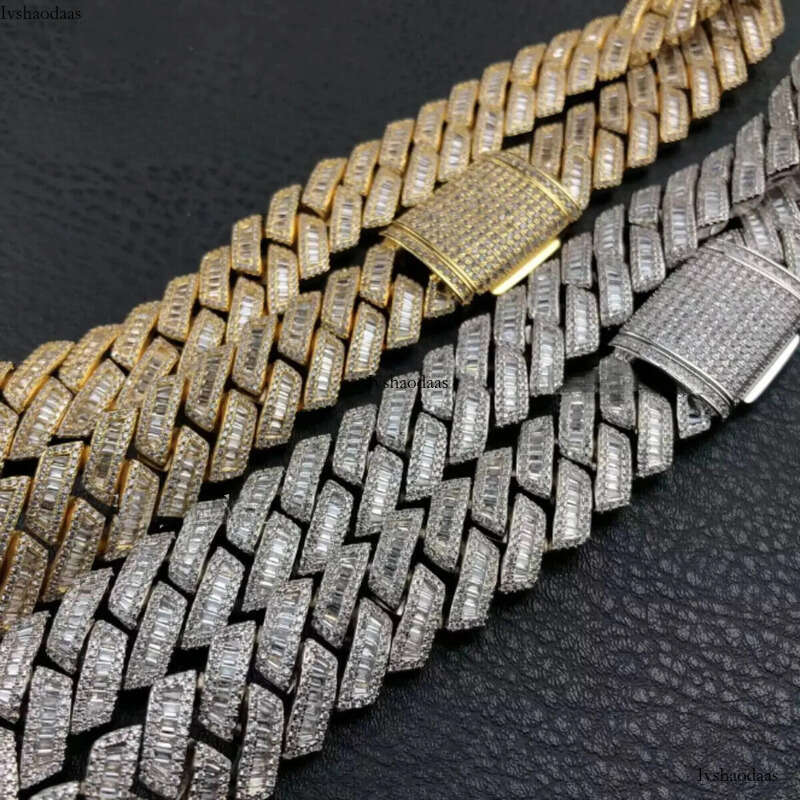 Best Quality Customized 20 Mm Cuban Link Moissanite Sterling Sier Yellow White Gold Dia Chain