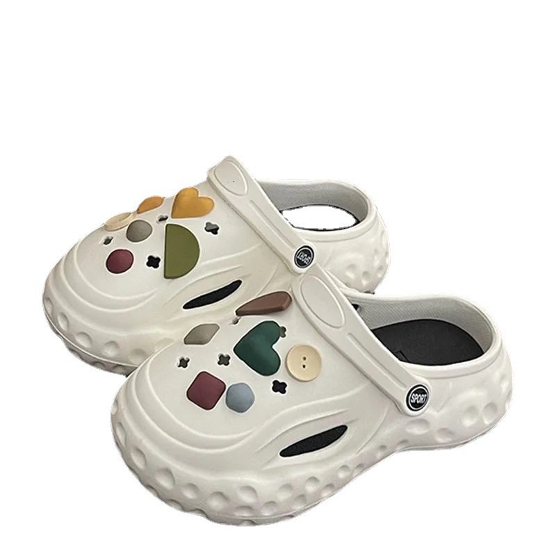 Trendy High Heel Thick Sole for Women Summer Korean Style Cartoon Strawberry Bear Outdoor Closed Toe DIY Accessories Clogs ddmymarket