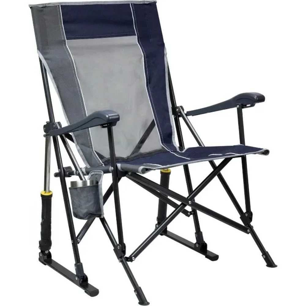 Tool Camping Chair Portable Folding Rocking Chair with Solid Durable Armrests Backrest Blue Guaranteed Authentic J250930