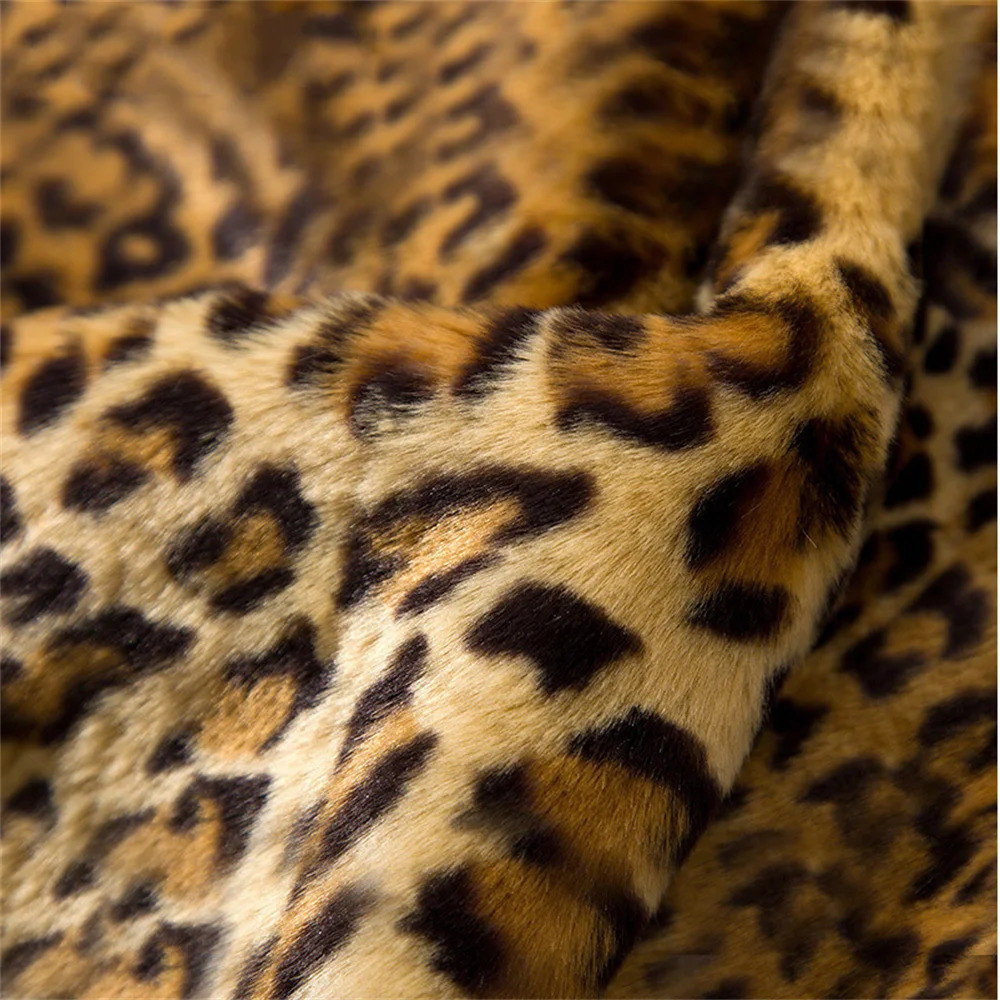 S4XL Winter Warm Open Stitch TurnDown Neck Loose Plush Jacket Women Faux Fur Leopard Cardigan Ladies Thick Long Coat 250930