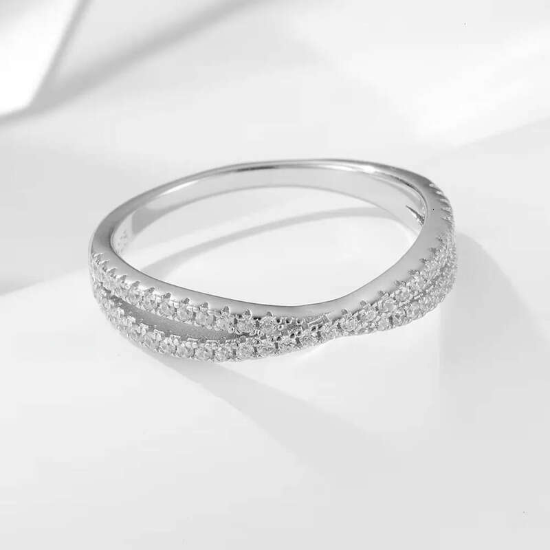 Sterling Dia Zircon Ring Set for Women Gold Plated Geometric Stone Wedding Sier Rings