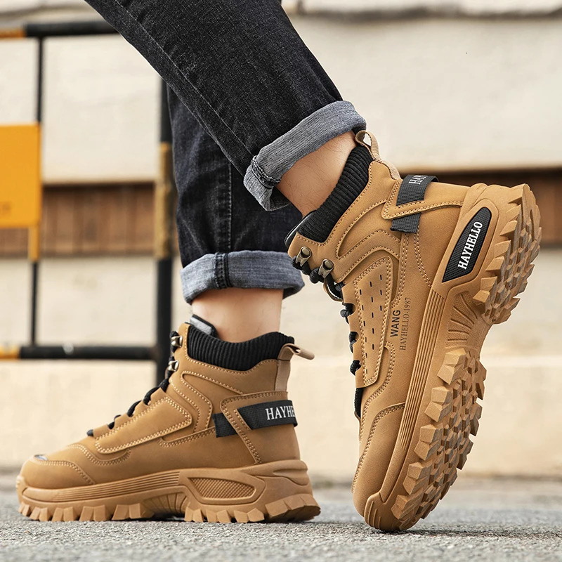 CYYTL Mens Boots Winter Shoes Casual Outdoor Hiking Work Cowboy Tactical Chelsea Ankle Platform Leather Sneakers 250930