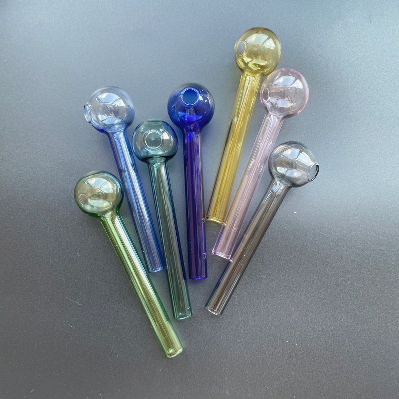 Colorful Glass pipe Smoking Oil Burner Pipes Smoke Straight Tube Pipe Water Hand Nail Tips Transparent 10cm 12cm 7cm smoking accessories 56585